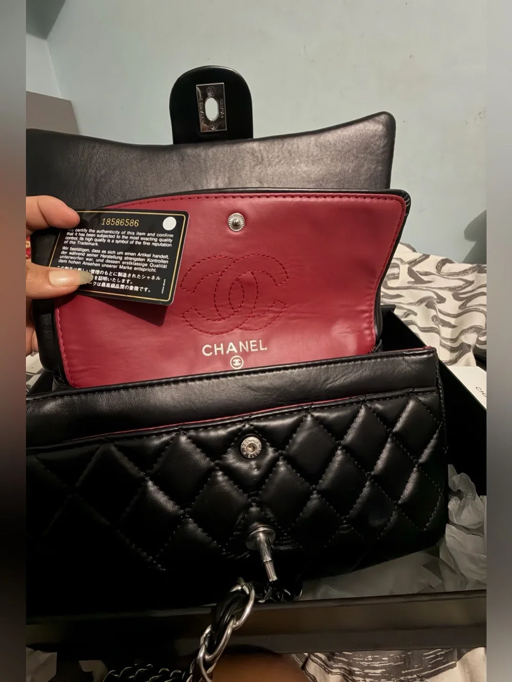 CHANEL black medium classic flap ~ comes with everything shown in the picture ✨